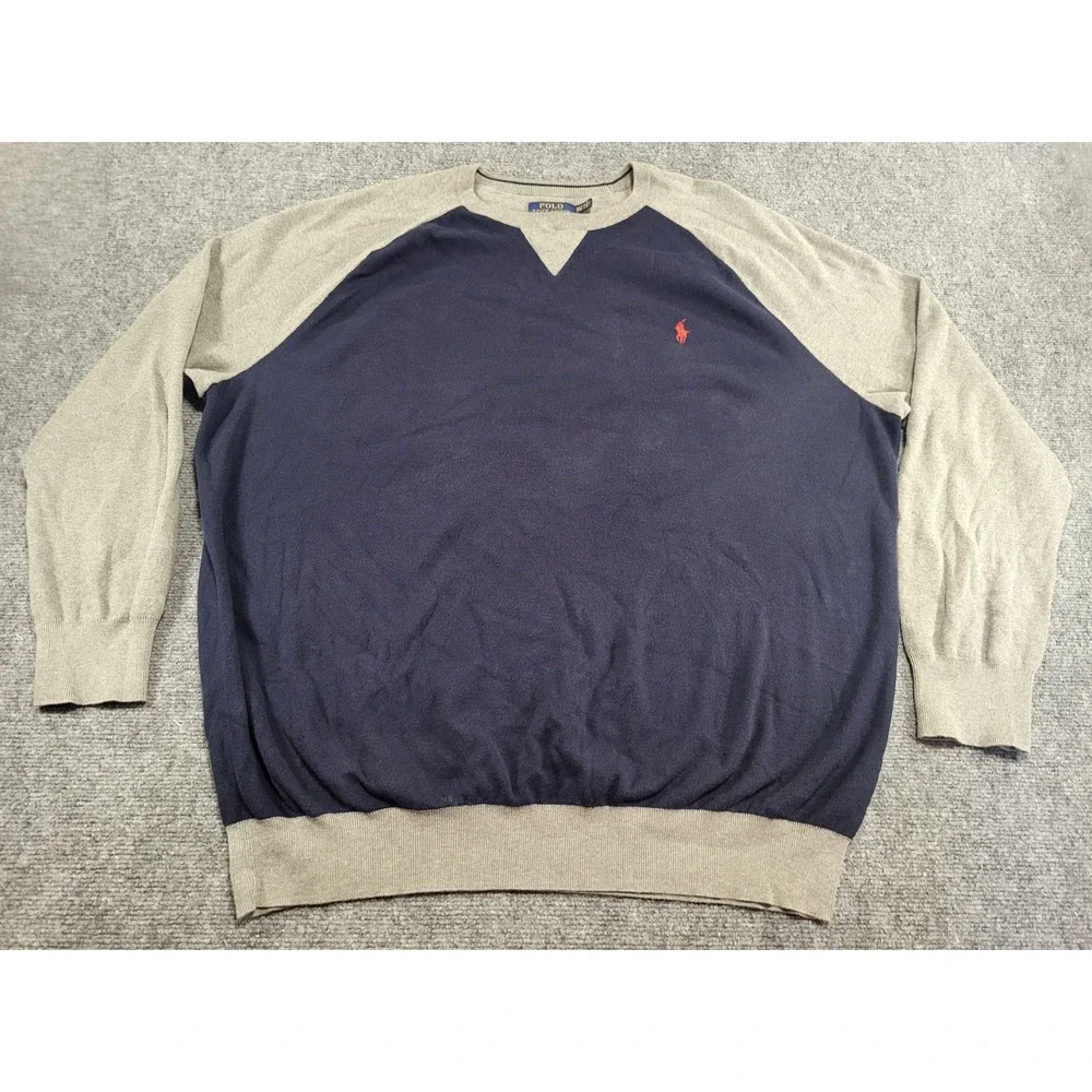Polo Ralph Lauren Sweater Men's XXX-Large Blue Pima Cotton Crewneck Pony Logo